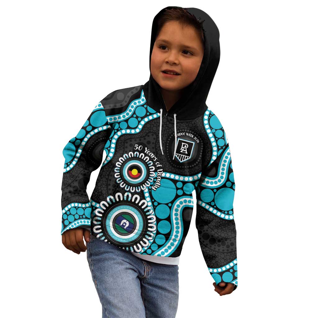 Port Adelaide NAIDOC 2026 Personalised Kid Hoodie 50 Years of Deadly Aboriginal Art