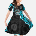 Port Adelaide NAIDOC 2026 Personalised Kid Short Sleeve Dress 50 Years of Deadly Aboriginal Art