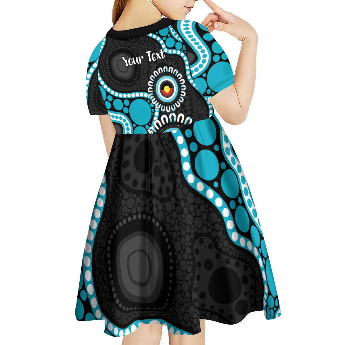 Port Adelaide NAIDOC 2026 Personalised Kid Short Sleeve Dress 50 Years of Deadly Aboriginal Art