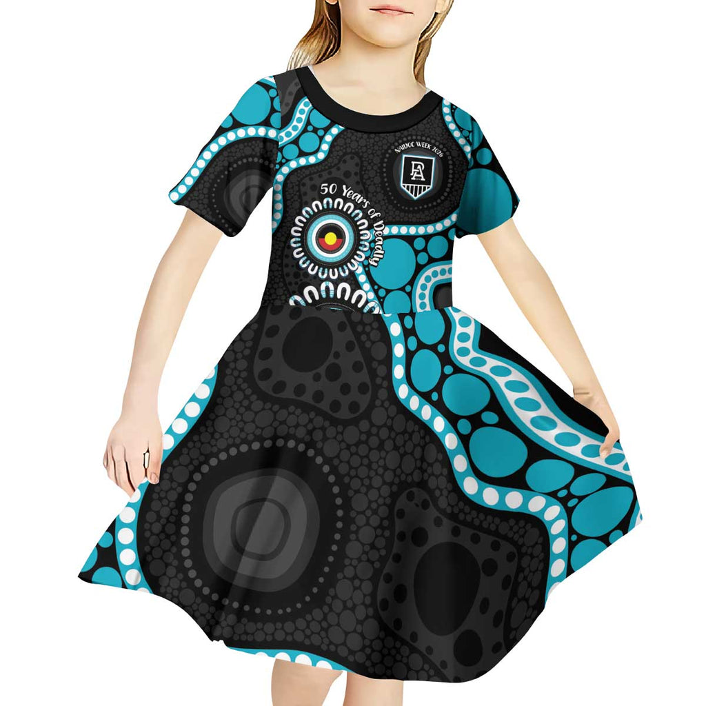 Port Adelaide NAIDOC 2026 Personalised Kid Short Sleeve Dress 50 Years of Deadly Aboriginal Art