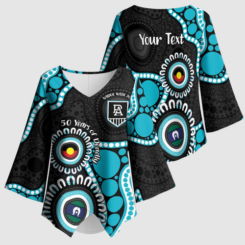 Port Adelaide NAIDOC 2026 Personalised Kimono Sleeve Blouse 50 Years of Deadly Aboriginal Art