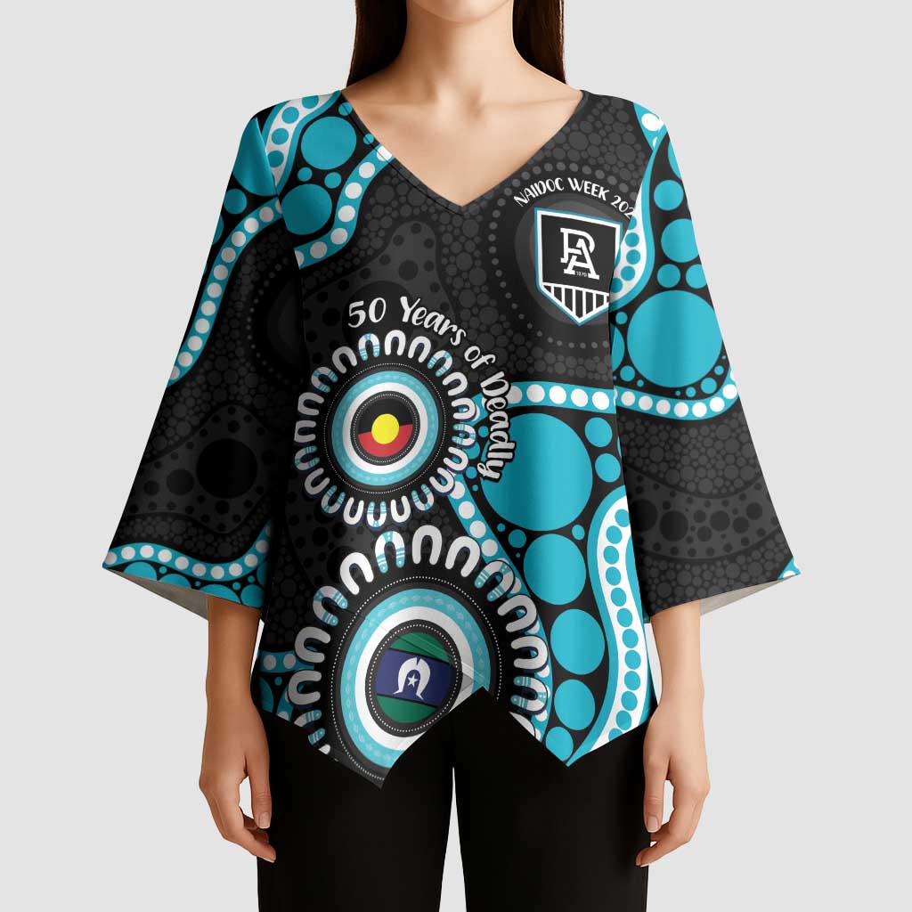 Port Adelaide NAIDOC 2026 Personalised Kimono Sleeve Blouse 50 Years of Deadly Aboriginal Art