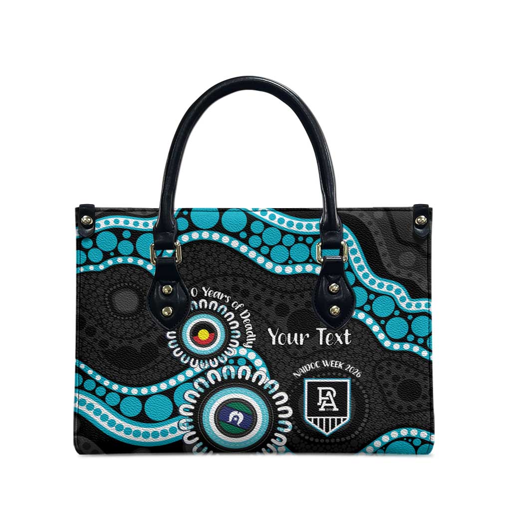 Port Adelaide NAIDOC 2026 Personalised Leather Bag 50 Years of Deadly Aboriginal Art