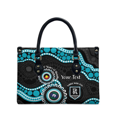 Port Adelaide NAIDOC 2026 Personalised Leather Bag 50 Years of Deadly Aboriginal Art