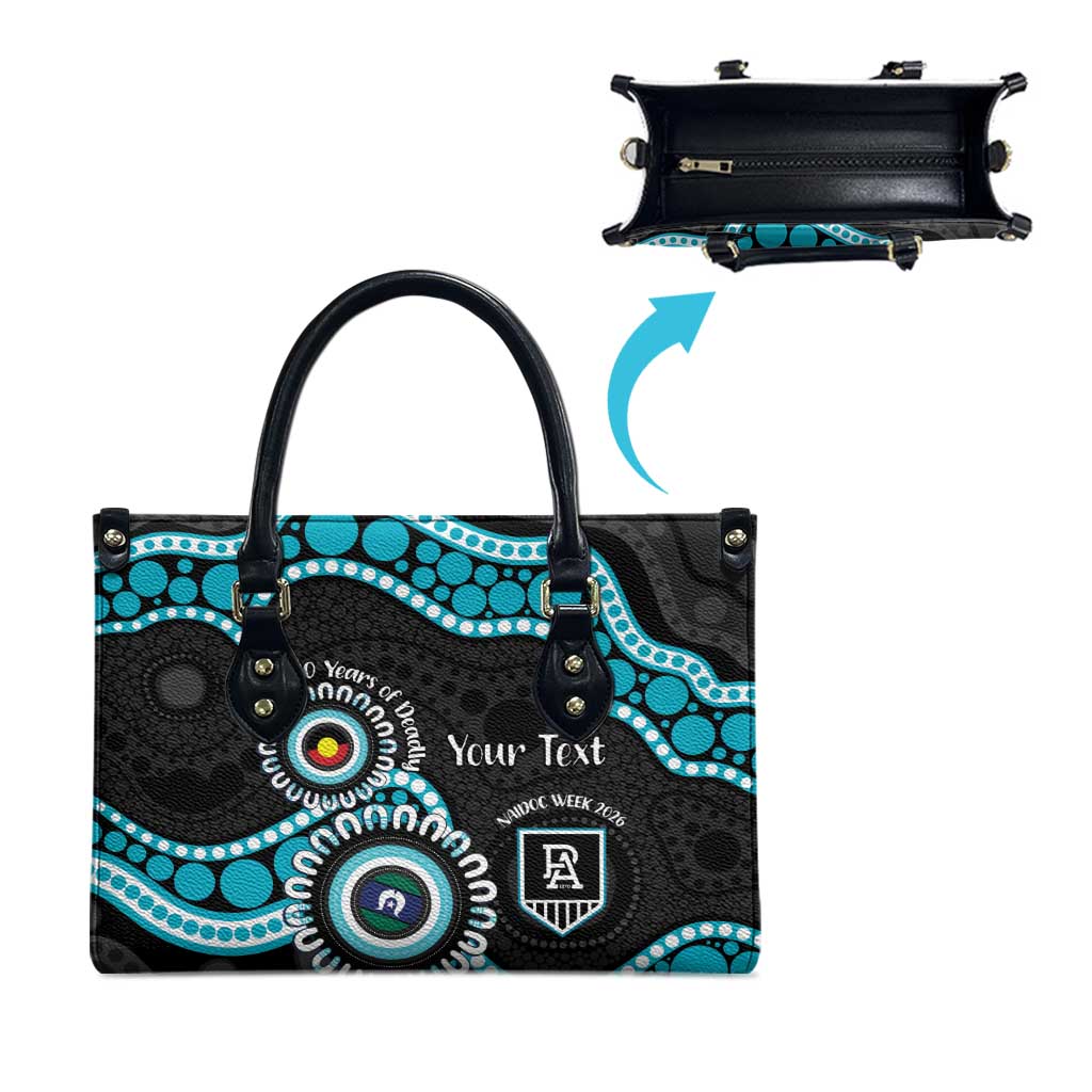 Port Adelaide NAIDOC 2026 Personalised Leather Bag 50 Years of Deadly Aboriginal Art