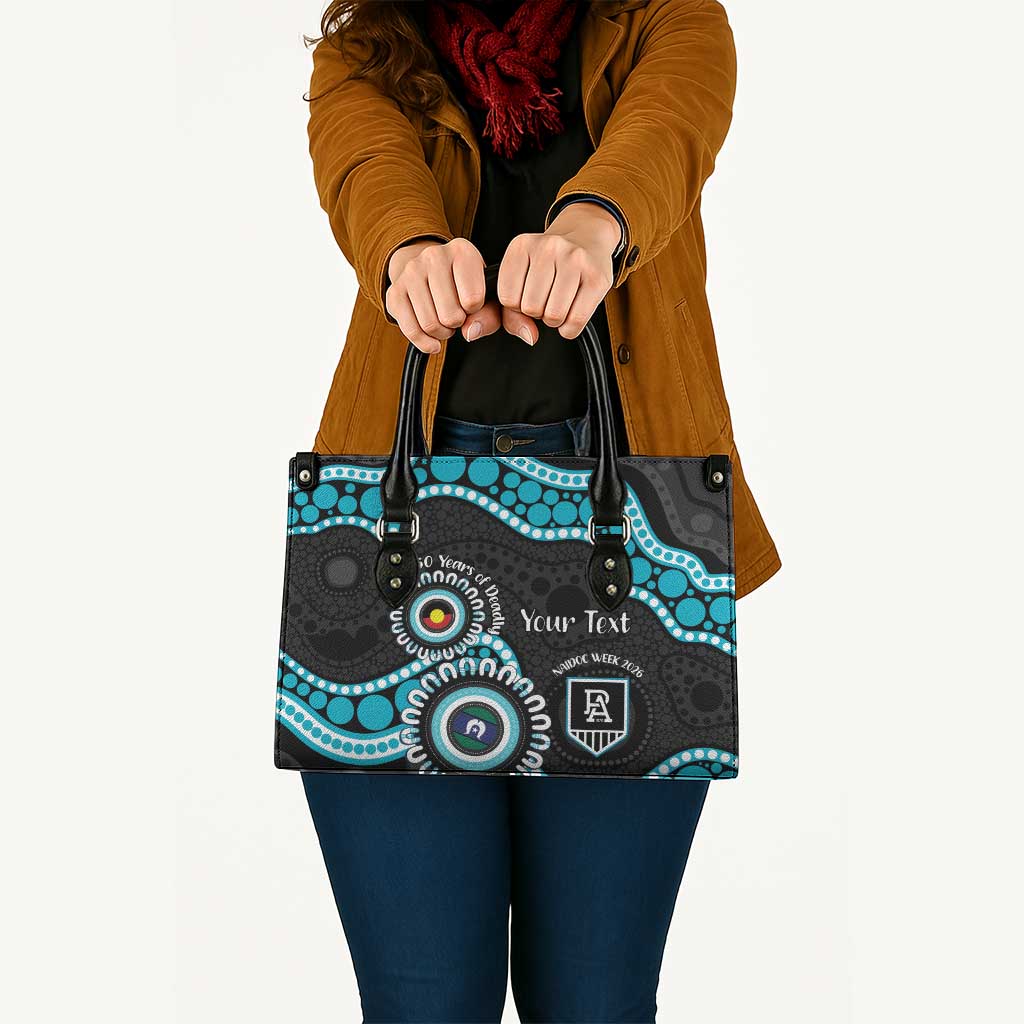 Port Adelaide NAIDOC 2026 Personalised Leather Bag 50 Years of Deadly Aboriginal Art