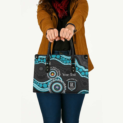 Port Adelaide NAIDOC 2026 Personalised Leather Bag 50 Years of Deadly Aboriginal Art