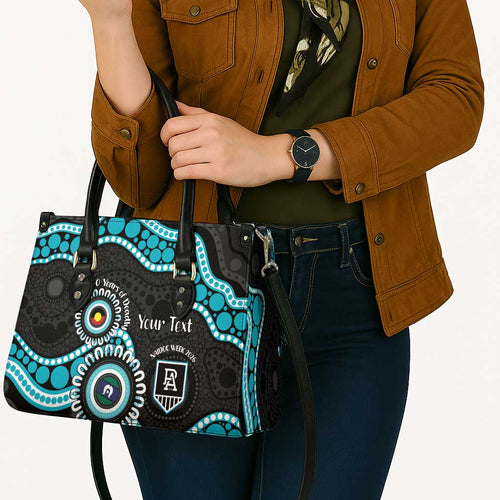 Port Adelaide NAIDOC 2026 Personalised Leather Bag 50 Years of Deadly Aboriginal Art
