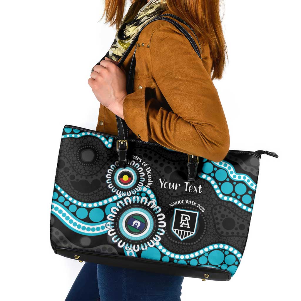 Port Adelaide NAIDOC 2026 Personalised Leather Tote Bag 50 Years of Deadly Aboriginal Art