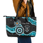 Port Adelaide NAIDOC 2026 Personalised Leather Tote Bag 50 Years of Deadly Aboriginal Art