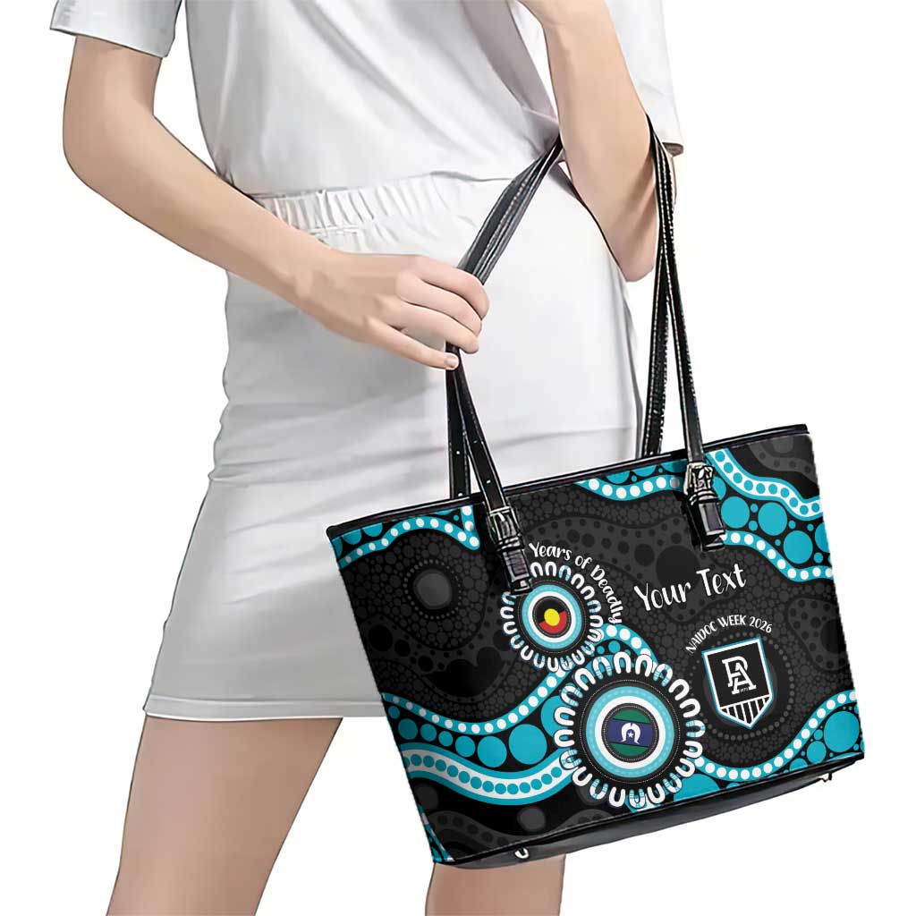 Port Adelaide NAIDOC 2026 Personalised Leather Tote Bag 50 Years of Deadly Aboriginal Art