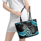 Port Adelaide NAIDOC 2026 Personalised Leather Tote Bag 50 Years of Deadly Aboriginal Art