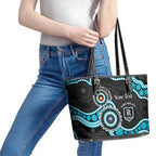 Port Adelaide NAIDOC 2026 Personalised Leather Tote Bag 50 Years of Deadly Aboriginal Art