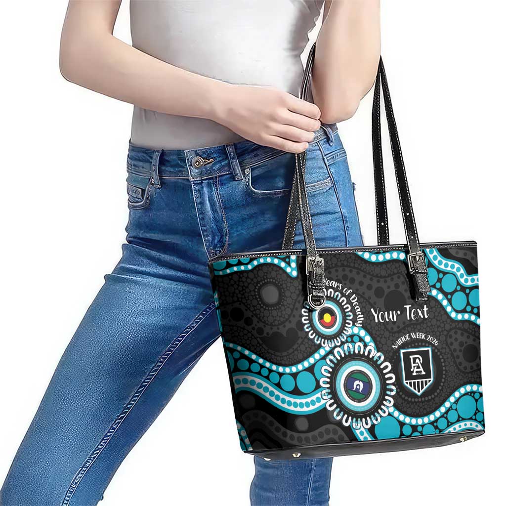 Port Adelaide NAIDOC 2026 Personalised Leather Tote Bag 50 Years of Deadly Aboriginal Art