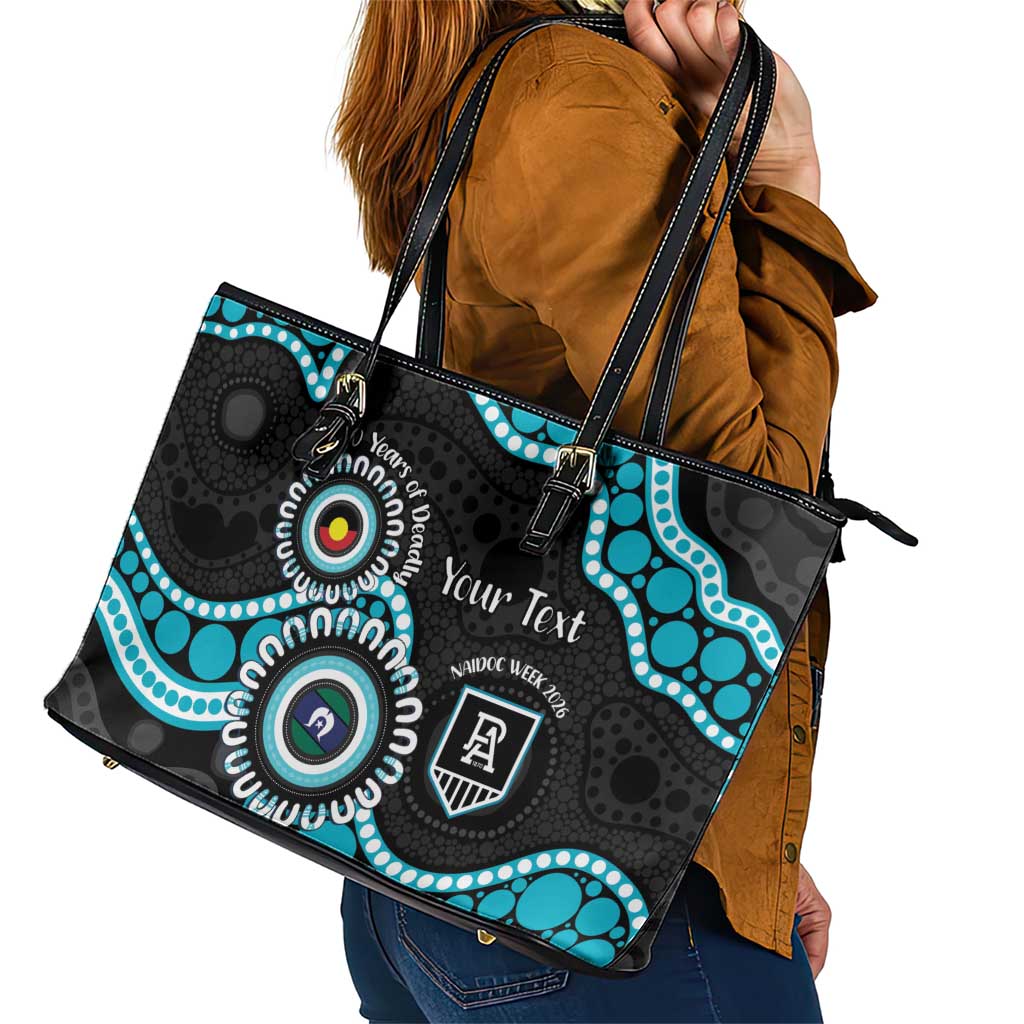 Port Adelaide NAIDOC 2026 Personalised Leather Tote Bag 50 Years of Deadly Aboriginal Art