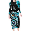 Port Adelaide NAIDOC 2026 Personalised Long Sleeve Bodycon Dress 50 Years of Deadly Aboriginal Art
