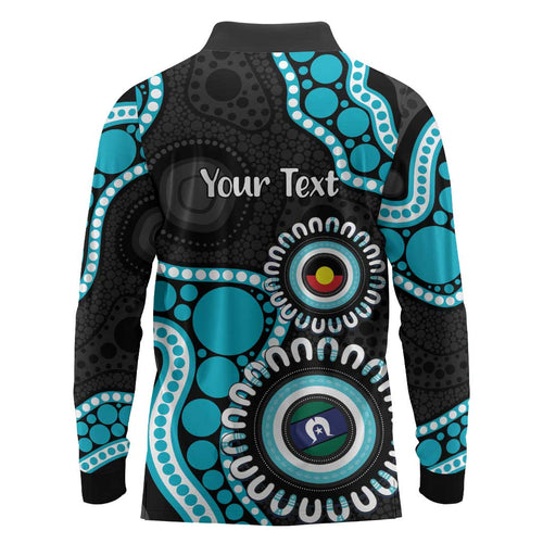 Port Adelaide NAIDOC 2026 Personalised Long Sleeve Polo Shirt 50 Years of Deadly Aboriginal Art