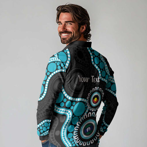 Port Adelaide NAIDOC 2026 Personalised Long Sleeve Polo Shirt 50 Years of Deadly Aboriginal Art