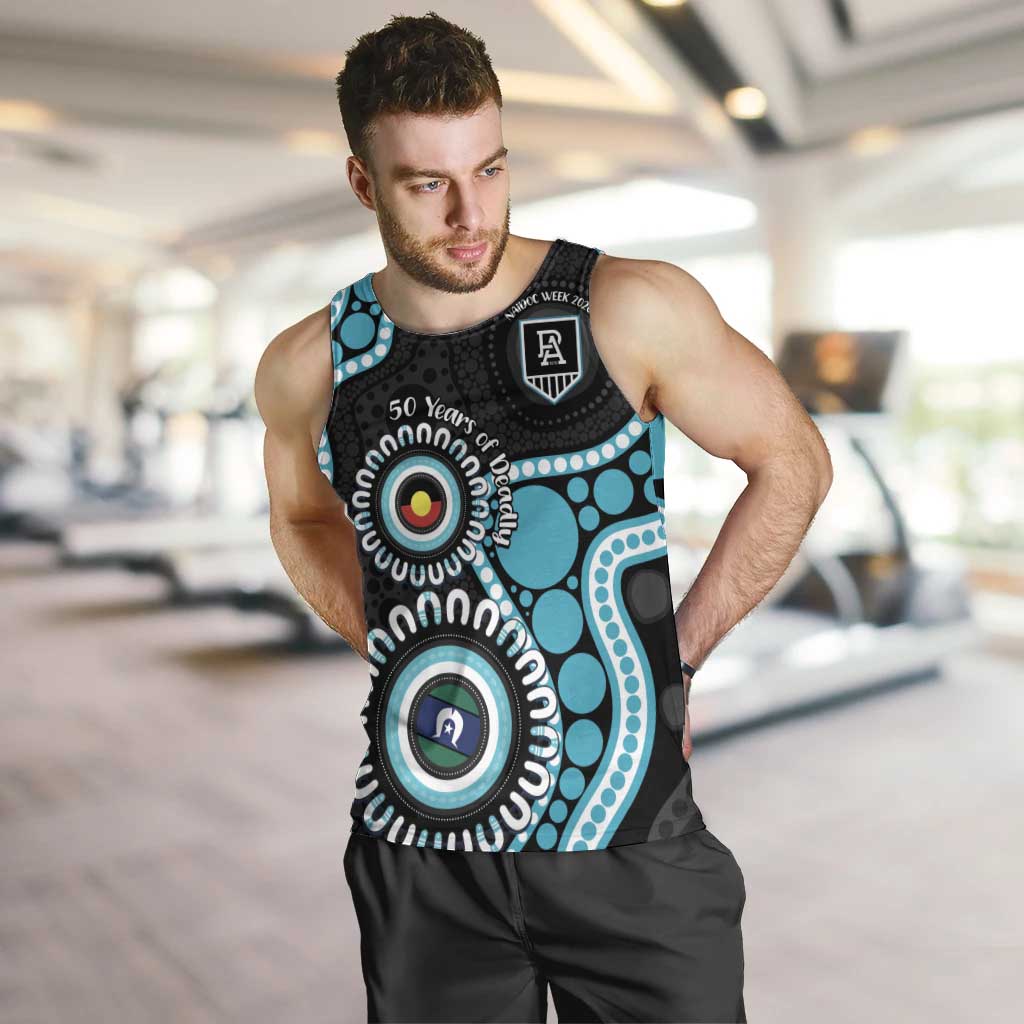 Port Adelaide NAIDOC 2026 Personalised Men Tank Top 50 Years of Deadly Aboriginal Art