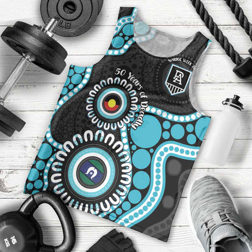 Port Adelaide NAIDOC 2026 Personalised Men Tank Top 50 Years of Deadly Aboriginal Art
