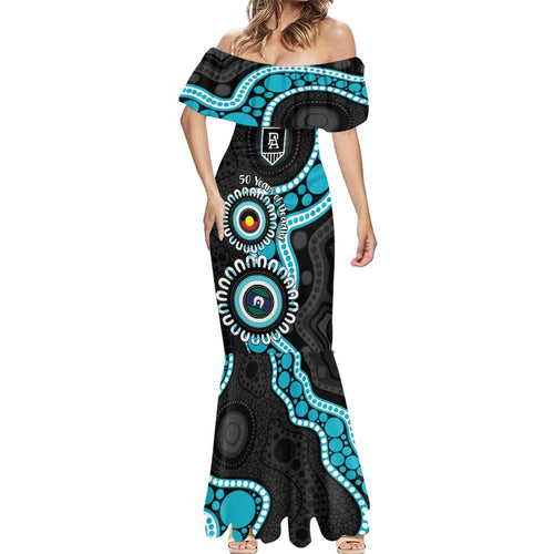 Port Adelaide NAIDOC 2026 Personalised Mermaid Dress 50 Years of Deadly Aboriginal Art