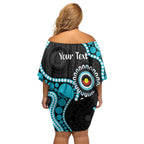Port Adelaide NAIDOC 2026 Personalised Off Shoulder Short Dress 50 Years of Deadly Aboriginal Art