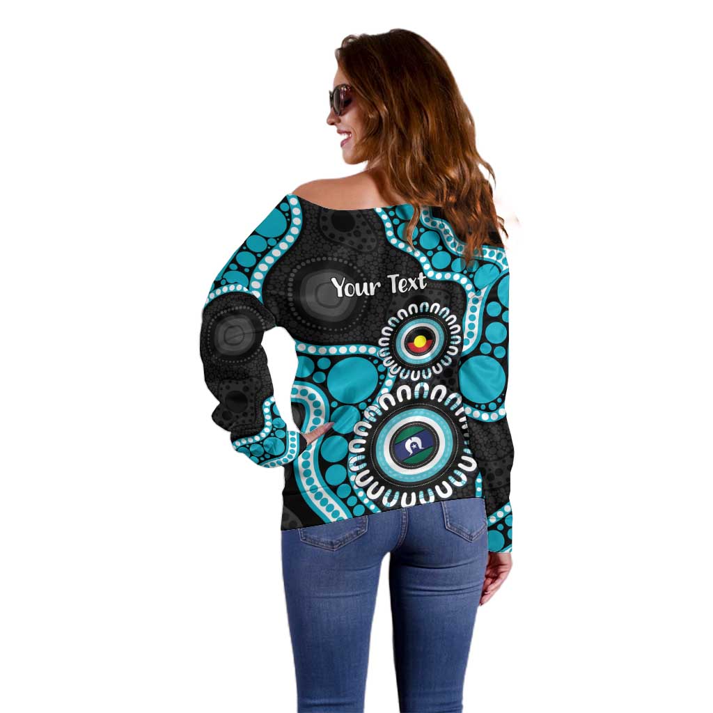 Port Adelaide NAIDOC 2026 Personalised Off Shoulder Sweater 50 Years of Deadly Aboriginal Art