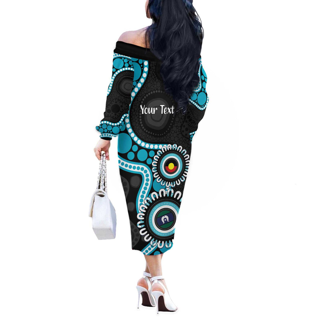 Port Adelaide NAIDOC 2026 Personalised Off The Shoulder Long Sleeve Dress 50 Years of Deadly Aboriginal Art