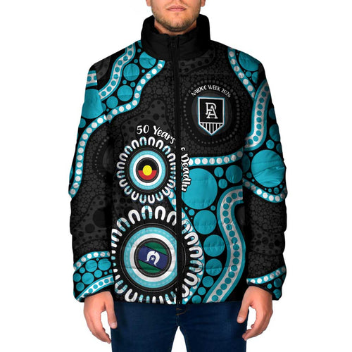 Port Adelaide NAIDOC 2026 Personalised Padded Jacket 50 Years of Deadly Aboriginal Art