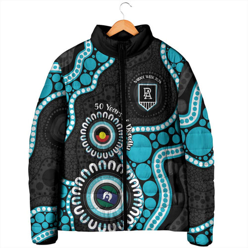 Port Adelaide NAIDOC 2026 Personalised Padded Jacket 50 Years of Deadly Aboriginal Art