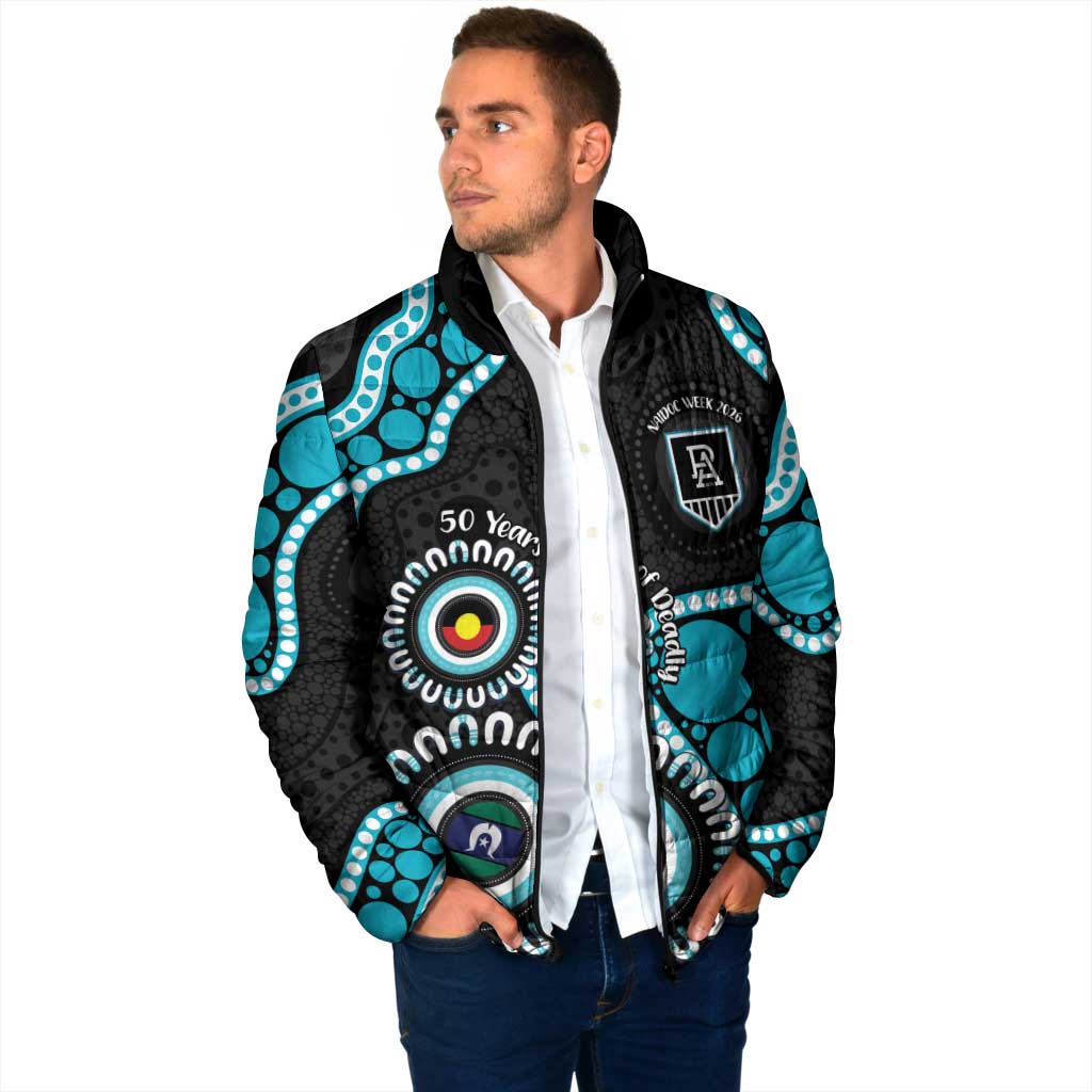 Port Adelaide NAIDOC 2026 Personalised Padded Jacket 50 Years of Deadly Aboriginal Art