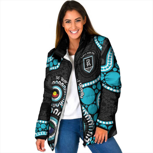 Port Adelaide NAIDOC 2026 Personalised Padded Jacket 50 Years of Deadly Aboriginal Art