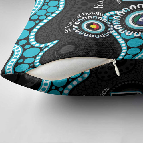 Port Adelaide NAIDOC 2026 Personalised Pillow Cover 50 Years of Deadly Aboriginal Art