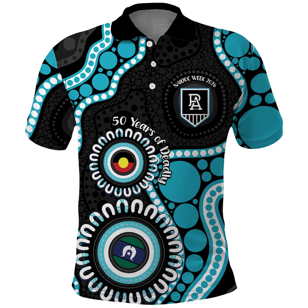 Port Adelaide NAIDOC 2026 Personalised Polo Shirt 50 Years of Deadly Aboriginal Art