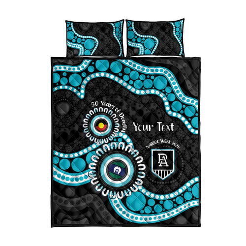 Port Adelaide NAIDOC 2026 Personalised Quilt Bed Set 50 Years of Deadly Aboriginal Art