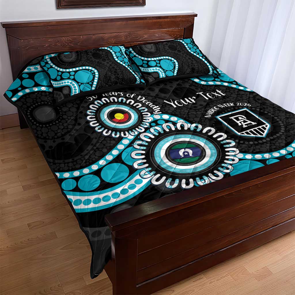 Port Adelaide NAIDOC 2026 Personalised Quilt Bed Set 50 Years of Deadly Aboriginal Art