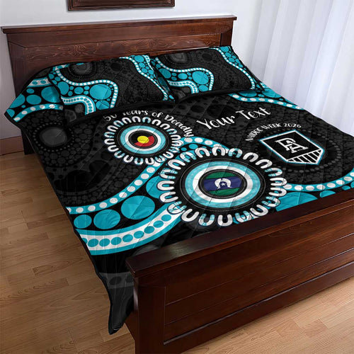 Port Adelaide NAIDOC 2026 Personalised Quilt Bed Set 50 Years of Deadly Aboriginal Art