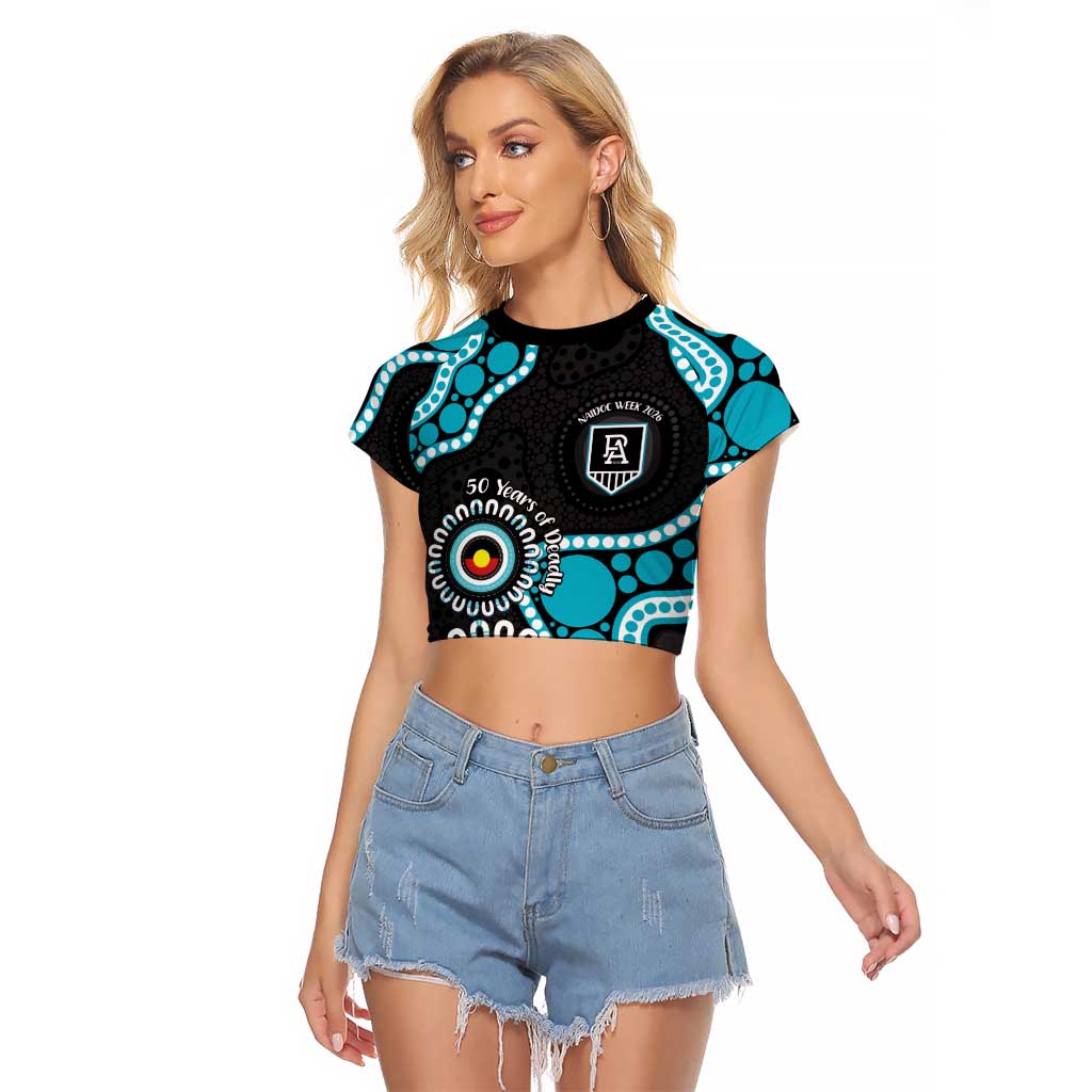 Port Adelaide NAIDOC 2026 Personalised Raglan Cropped T Shirt 50 Years of Deadly Aboriginal Art