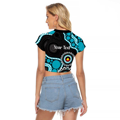 Port Adelaide NAIDOC 2026 Personalised Raglan Cropped T Shirt 50 Years of Deadly Aboriginal Art