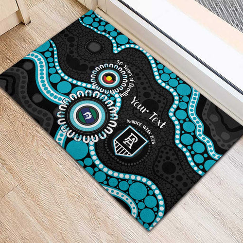 Port Adelaide NAIDOC 2026 Personalised Rubber Doormat 50 Years of Deadly Aboriginal Art