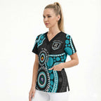 Port Adelaide NAIDOC 2026 Personalised Scrub Top 50 Years of Deadly Aboriginal Art