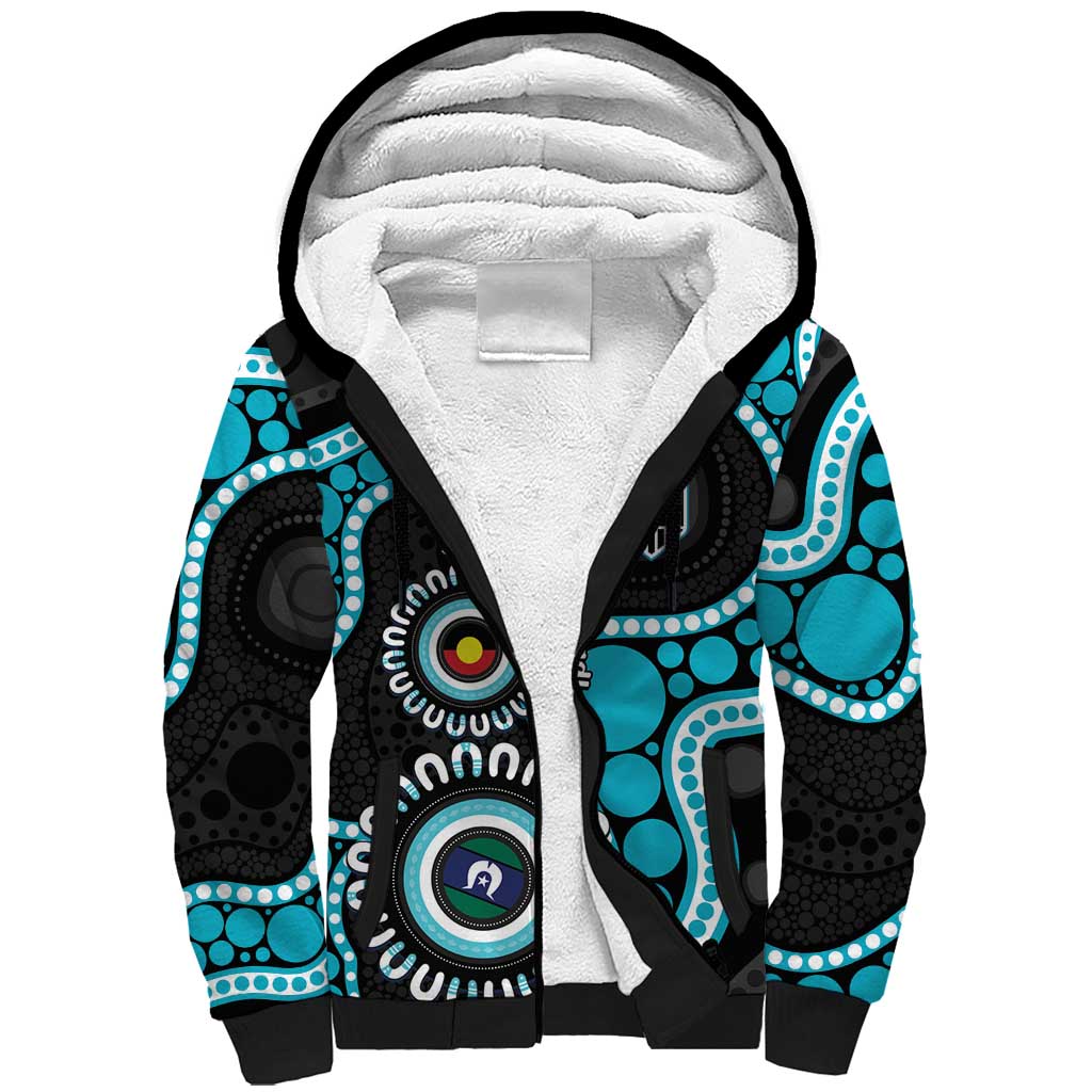 Port Adelaide NAIDOC 2026 Personalised Sherpa Hoodie 50 Years of Deadly Aboriginal Art