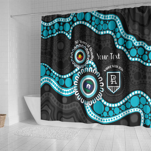 Port Adelaide NAIDOC 2026 Personalised Shower Curtain 50 Years of Deadly Aboriginal Art