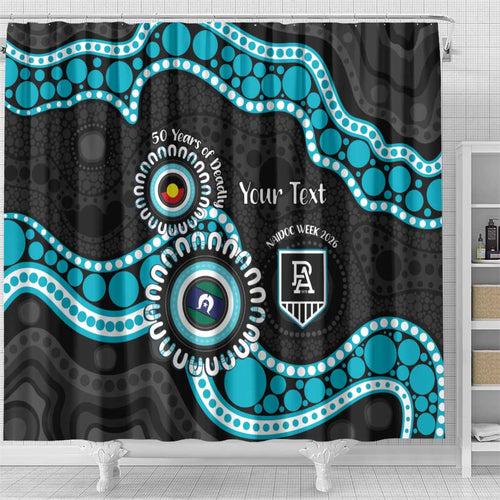 Port Adelaide NAIDOC 2026 Personalised Shower Curtain 50 Years of Deadly Aboriginal Art