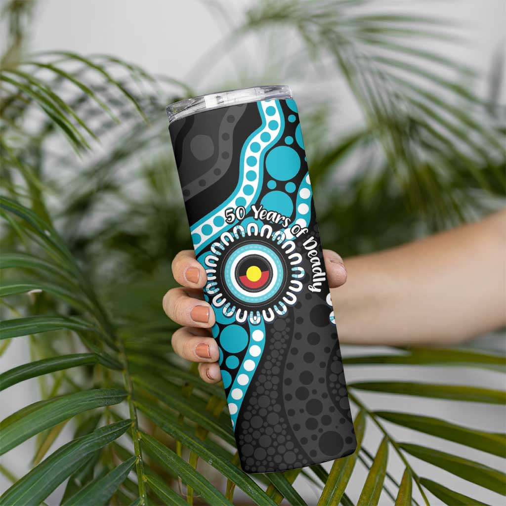 Port Adelaide NAIDOC 2026 Personalised Skinny Tumbler 50 Years of Deadly Aboriginal Art