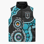 Port Adelaide NAIDOC 2026 Personalised Sleeveless Puffer Jacket 50 Years of Deadly Aboriginal Art