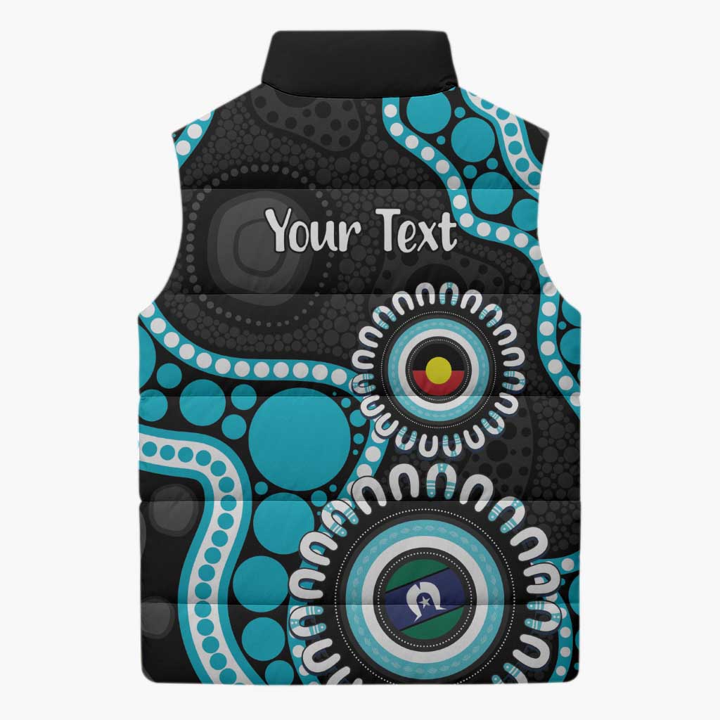 Port Adelaide NAIDOC 2026 Personalised Sleeveless Puffer Jacket 50 Years of Deadly Aboriginal Art