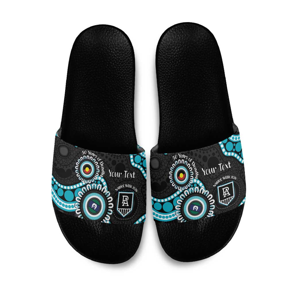 Port Adelaide NAIDOC 2026 Personalised Slide Sandals 50 Years of Deadly Aboriginal Art