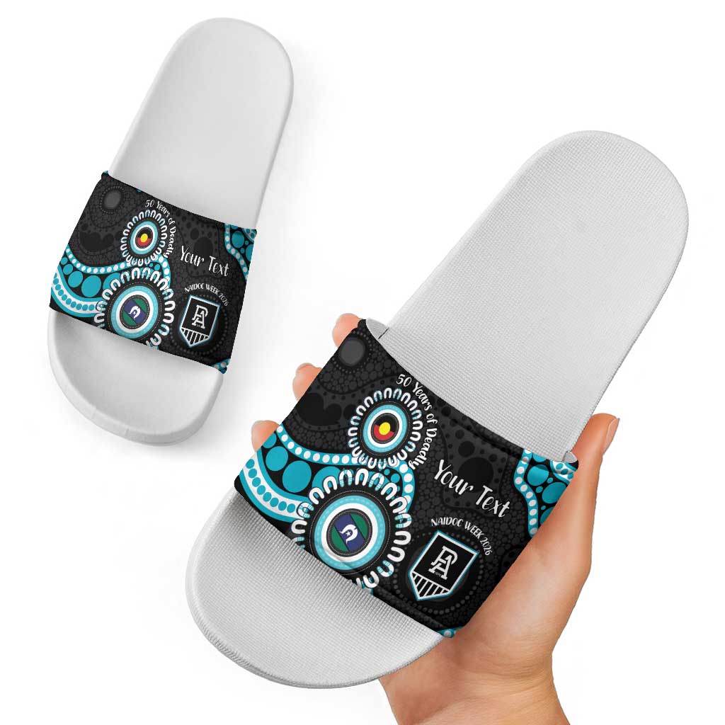 Port Adelaide NAIDOC 2026 Personalised Slide Sandals 50 Years of Deadly Aboriginal Art