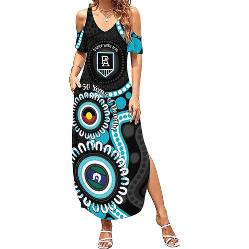 Port Adelaide NAIDOC 2026 Personalised Summer Maxi Dress 50 Years of Deadly Aboriginal Art